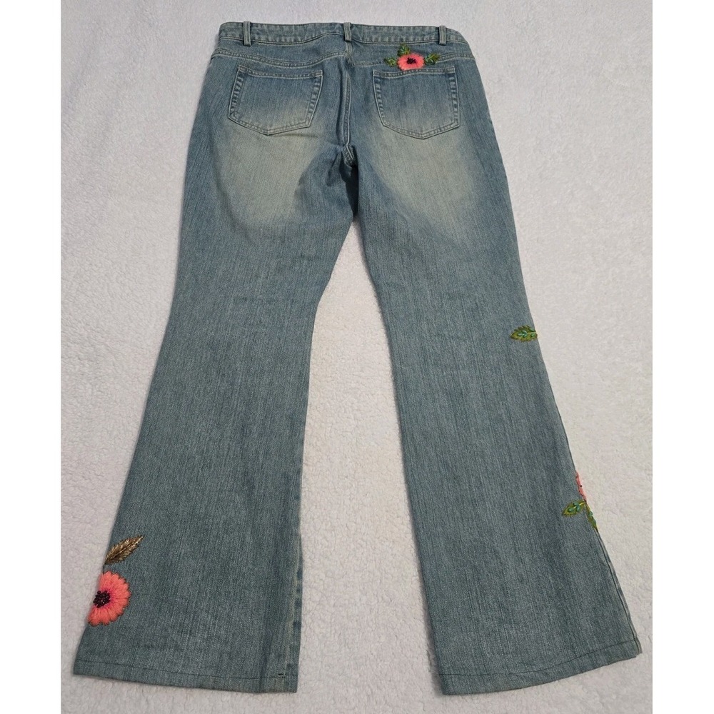 Dana Buchman Denim Embroidered Beaded Jeans Flare Size 10/30 Retro 70s - Picture 8 of 9